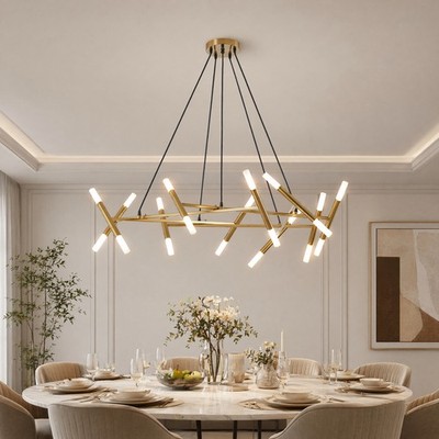 40'' Modern Pendant 20 Light Sputnik LED Chandelier for Living Room Gold Fixture