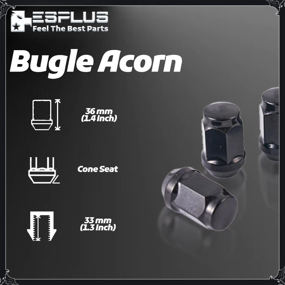 [20] Tuerca de bellota negra 12x1,5 apta para Ford Bronco Escape Focus Fusion Chrysler Foto 3 de 4