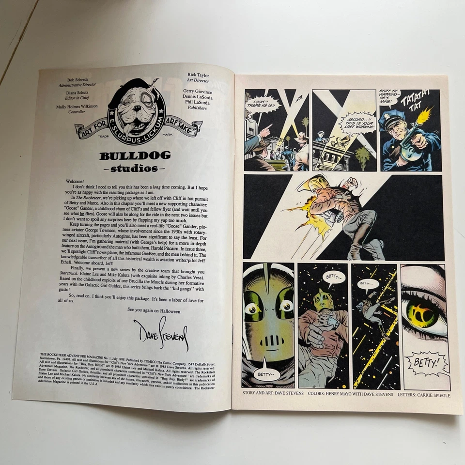 Rocketeer Adventures Magazine No1 9.8 почти как новый/почти как новый комикс Дэйва Стивенса 1988 - Изображение 2 из 4
