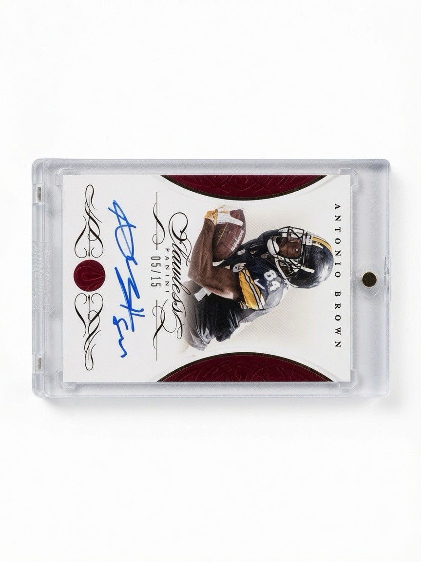 2015 Panini Flawless Football Antonio Brown Ruby OnCard Auto 05/15 Steelers S-AB view 3