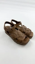 Bernardo Sandals Womens Size 7 Brown Woven Leather Platform Ankle Strap Huarache