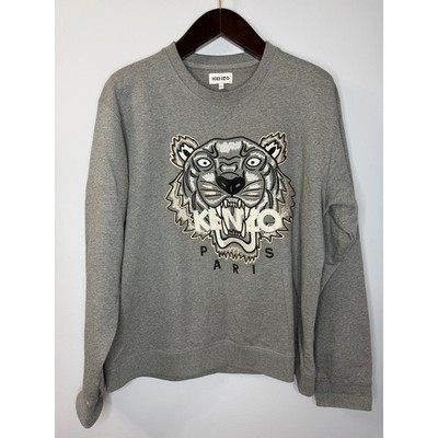 Kenzo Grey Original Tiger Sweatshirt Embroidered Men