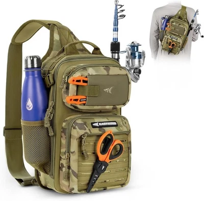 ebay tackle bags THKFISH Fishing Backpack with Box and 74pcs Fishing Tool Kit, Black Made with tear CARBON KING Waterproof Fishing Tackle