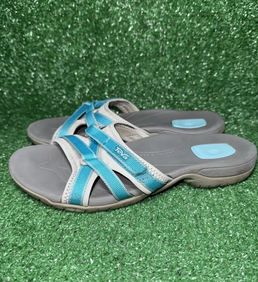 Sandalias Teva Tirra Slide para mujer talla 7 1003990 azul gris sin cordones de goma araña Foto 4 de 4