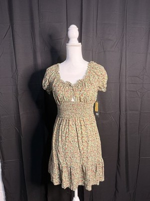 As U Wish Green Cut Out Floral Dress Size Small NWT