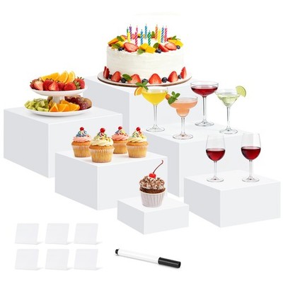 6 Stück Buffet-Risen, Acryl-Lebensmittel-Riser für Tisch, 6 Größen weiß 