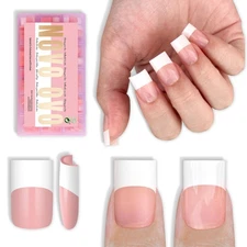 NOVO OVO Old School Wide White French Short Sharp Square Tip Nail Tips Press on