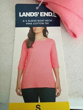Lands' End 3/4 Sleeve Boat Neck Pima Cotton Tee XXL