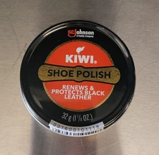 New KIWI Shoe Polish, Black, 32 g Metal Tin, 1.125 oz
