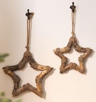 "Deko HäNger Stern \"Shabby-Chic\" Recyceltes Holz Ø 26 + 33 Cm FüR Weihnachts Baum"