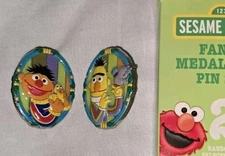 2 New 1.5" Fancy Medallion Pins: Pals & Roomies Bert & Ernie Sesame Street Place