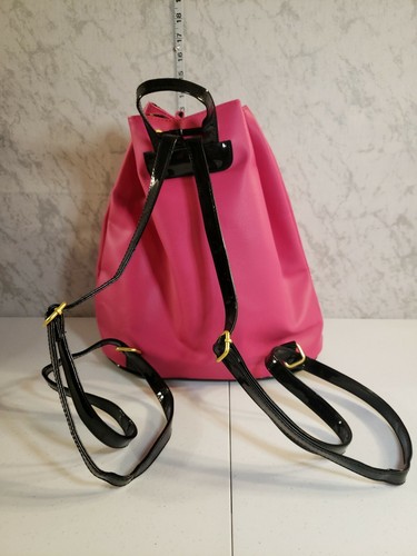 Juicy Couture Hot Pink and Black Drawstring Backpack Handbag. - Picture 3 of 10