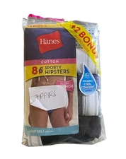 338X02 Hanes P841SC Cotton Sporty Hipsters 5/S Assorted Colors (7 pk) NWD