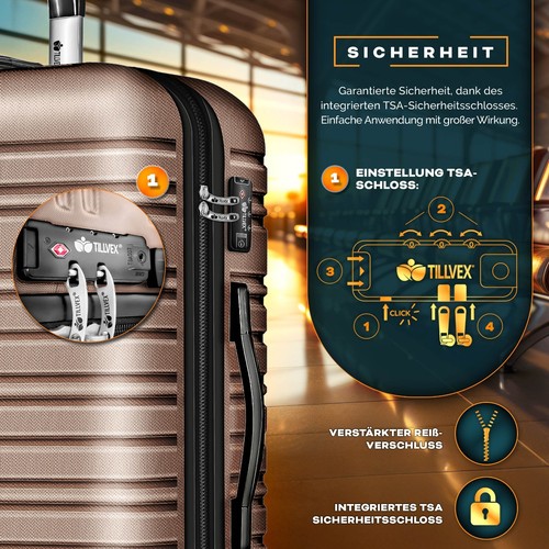 tillvex® Reisekoffer Set Koffer Hartschale Trolley Kofferset Tasche S-M-L-XL - Bild 28 von 120