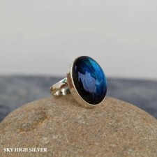Natural Blue Labradorite Gemstone 925 Sterling Silver Everyday Ring