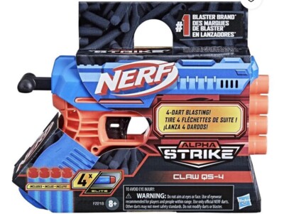 Nerf Alpha Strike Claw QS-4 Gun 4 Darts Hasbro Toy #1 Blaster Brand outdoor gift