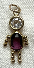 14k Yellow Gold Birthstone Baby Boy Pendant Charm Simulated Amethyst CZ