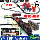 Large Electric Classic steam Train RAIL Vehicle Kids Toy Set Track Carriages AU