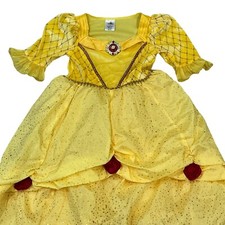 Disney Store Belle Costume Dress Girls Size 9/10 Yellow  Red Roses NWT