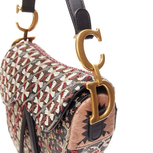 CHRISTIAN DIOR Saddle Limited Edition black colourful ethnic beads shoulder bag - Picture 8 of 12