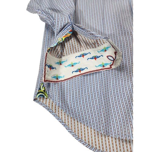 Robert Graham Mens XL TG Striped Button Front Dress Shirt Blue White image 2