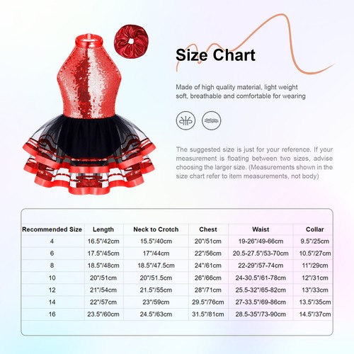 Kids Girls Set Headwear Outfit Gymnastic Suit Leotard Costume Halter Party Tutu - Picture 24 of 38