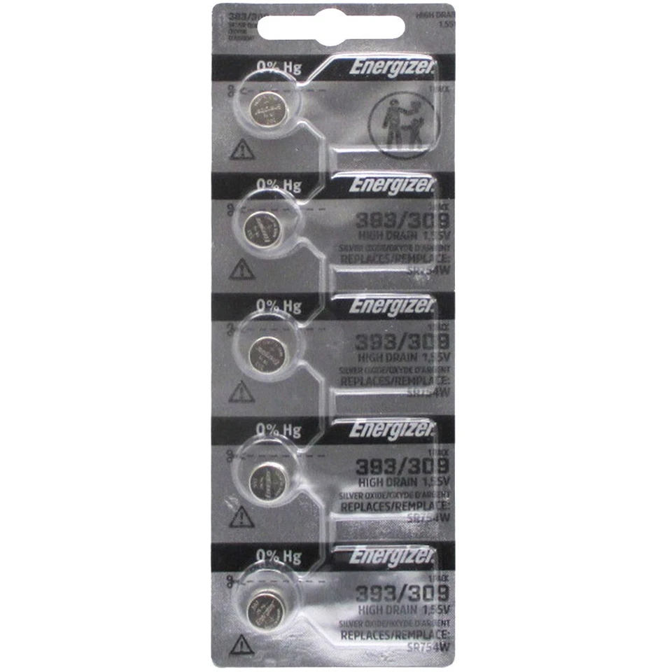 4 x 5 Total de 20 Energizer 393 309 SR754W SR48 Botón Celda Óxido de Plata Batería Foto 2 de 3