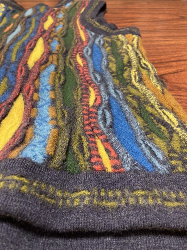 COOGI Wool Knitted Vest Cardigan Sweater Size L Made In Australia Vintage No 650 - Imagen 14 de 18