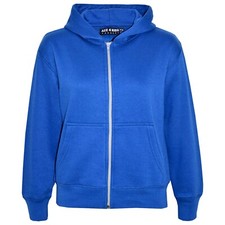 Kids Girls Unisex Plain Fleece Royal Blue Hoodie Zip Up Style Zipper 2-13 Years