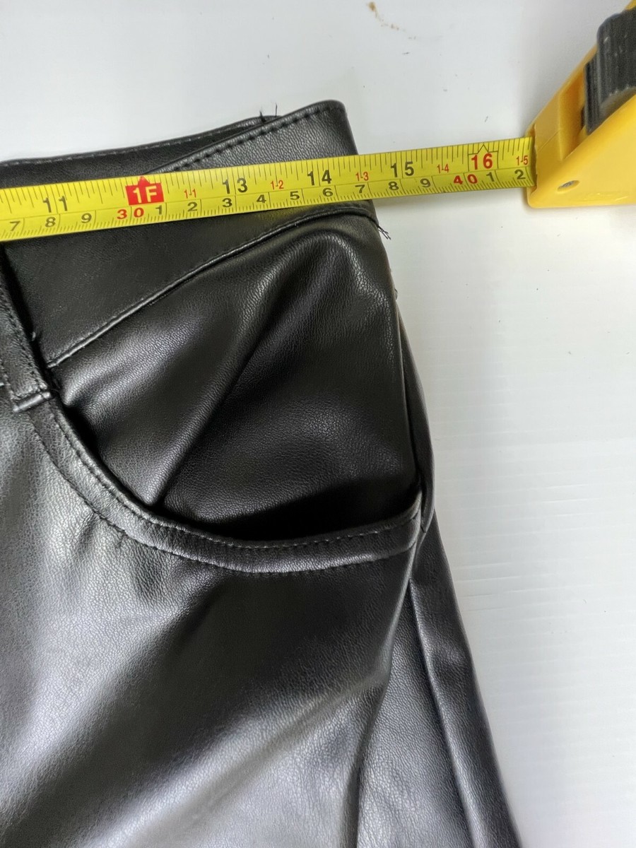 Zara Black Straight Leg Faux Leather Pants M 42.5 legth 14.5 Zara Black Straight Leg Faux Leather Pants M 42.5 legth 14.5
