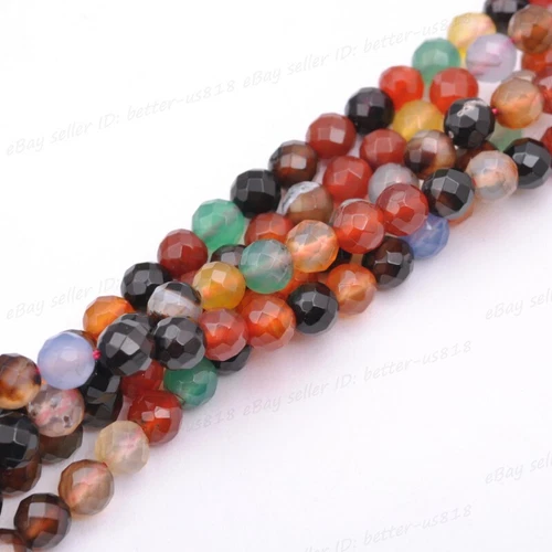 Wholesale Natural Gemstone FACETED Round Spacer Loose Beads 4MM 6MM 8MM 10MM - Picture 118 of 135