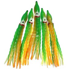 Fish WOW! carrot 5" Fishing Squid Skirt Octopus Hoochies Crinkle orange green