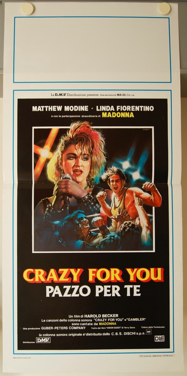 Madonna CRAZY FOR YOU Original Movie Poster aka Vision Quest