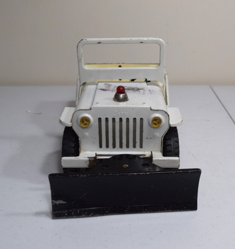 Vintage 1960's pressed steel White Tonka AA Jeep/truck with black plow - Picture 2 of 8
