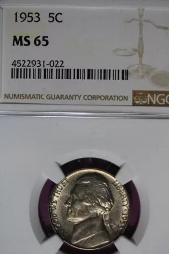 1953 NGC 5C MS65 JEFFERSON NICKEL #B45371
