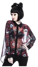 Killstar Rose Eyeball Sheer Top Button Up Small