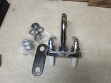 RV Chrome Kitchen Faucet Lavatory Bath Bristol Utopia 4" Valves Twin 2 Handle