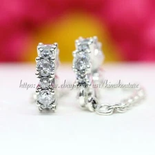 Authentic Pandora Clear Sparkle Safety Chain Silver Charm 798488C01