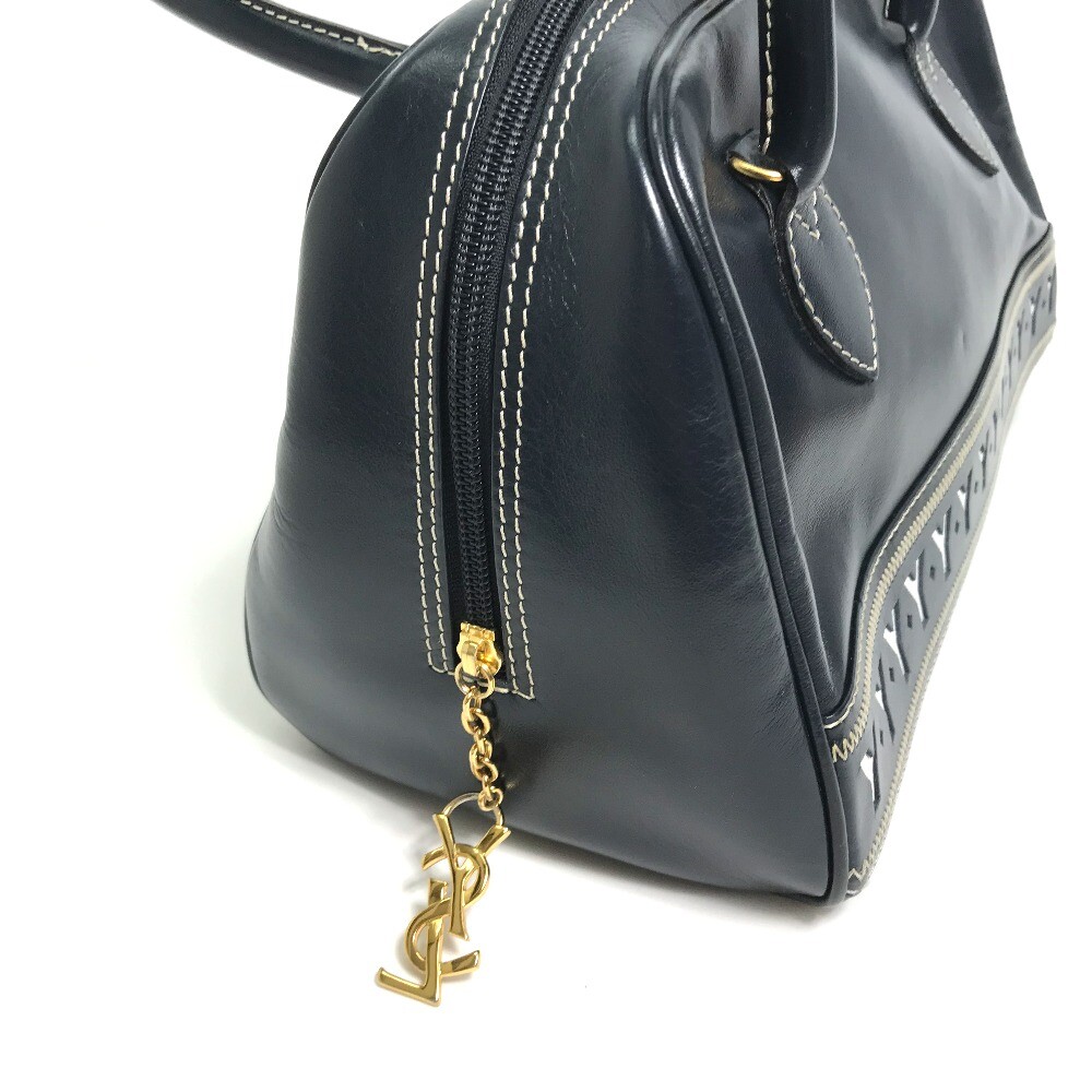 YVES SAINT LAURENT Y Motif Borsa a mano con cinturino bianco blu navy