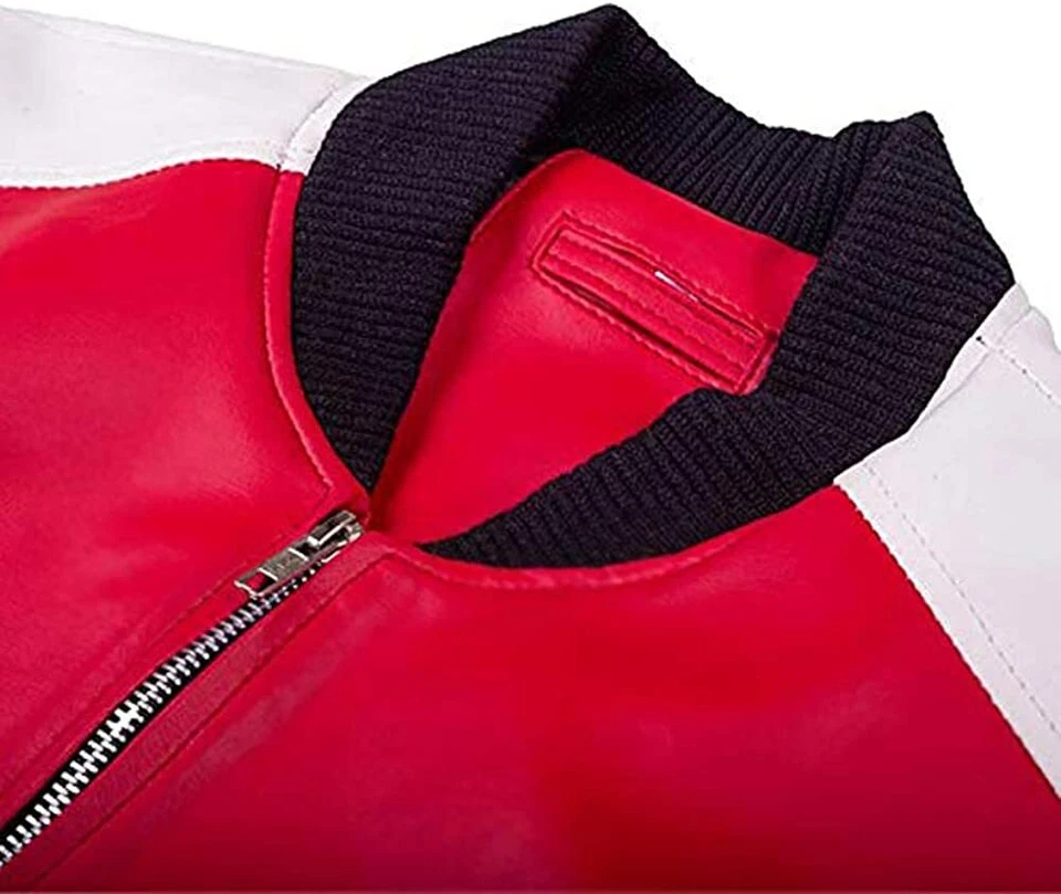 Chaqueta retro de cuero sintético bombardero taco de billar piscina 8 bolas para hombre años 90  Foto 3 de 4