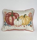 Well Dressed Home Beaded Throw Pillow Pumpkin Motif Fall Home Decor 13” Gourd