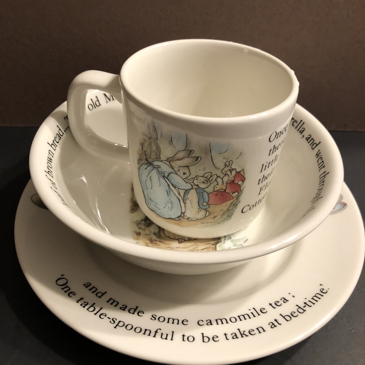 Vintage Wedgwood PETER RABBIT 3 Piece Porcelain Nursery Set | eBay