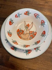 Bunnies and Berries Matching Plate and Bowl Dennis Kyte Sigma Rare