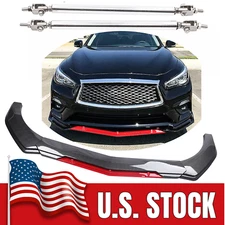 Front Bumper Lip Spoiler Splitter Body Kits Strut Rod For Infiniti Q50 Base