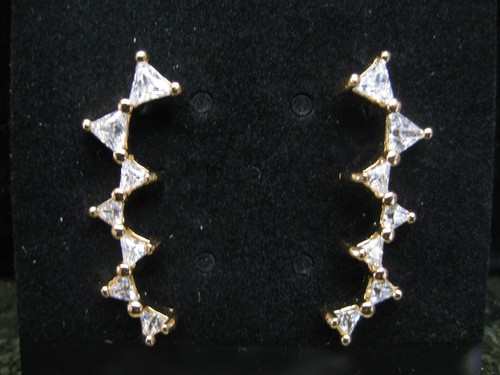 Earrings with Fish Hook type backs & CZs 5 designs U choose from 14K Gold Plated - Picture 6 of 12