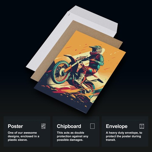 Motocross 11x14 Decorative Poster | Dynamic Dirt Bike Wall Art | Exciting Design - Picture 7 of 7