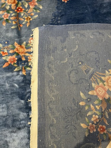 Circa 1930 Art deco Chinese Rug Blue 8ft9 By11ft6 - Picture 9 of 9