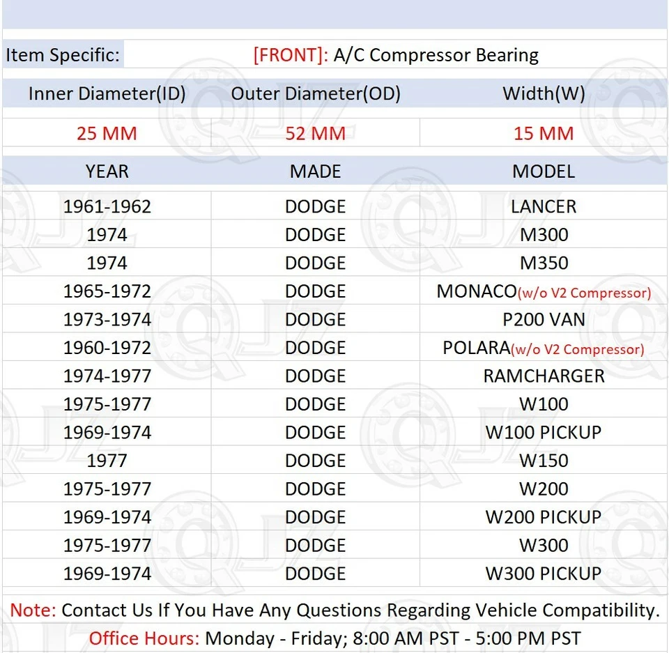 [Cantidad.1] Nuevo repuesto de unidad de cojinete de compresor de aire acondicionado para Dodge M300 1974 Foto 2 de 4