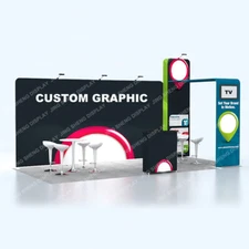 20ft Fabric Trade Show Display Booth System Back Wall Pop Up Stand Podium