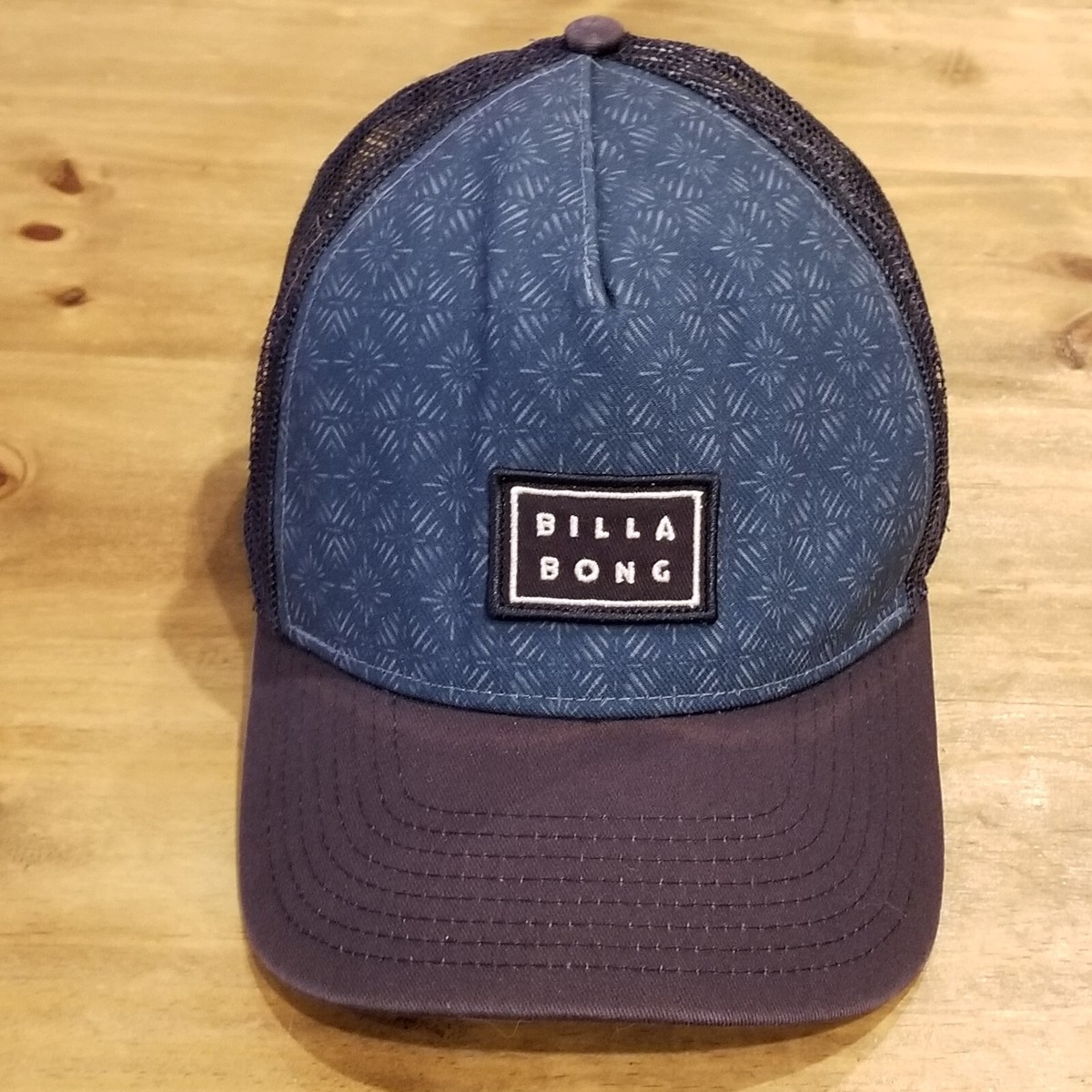 Billabong Hat Cap Snap Back Mesh Adjustable Square Patch Blue One